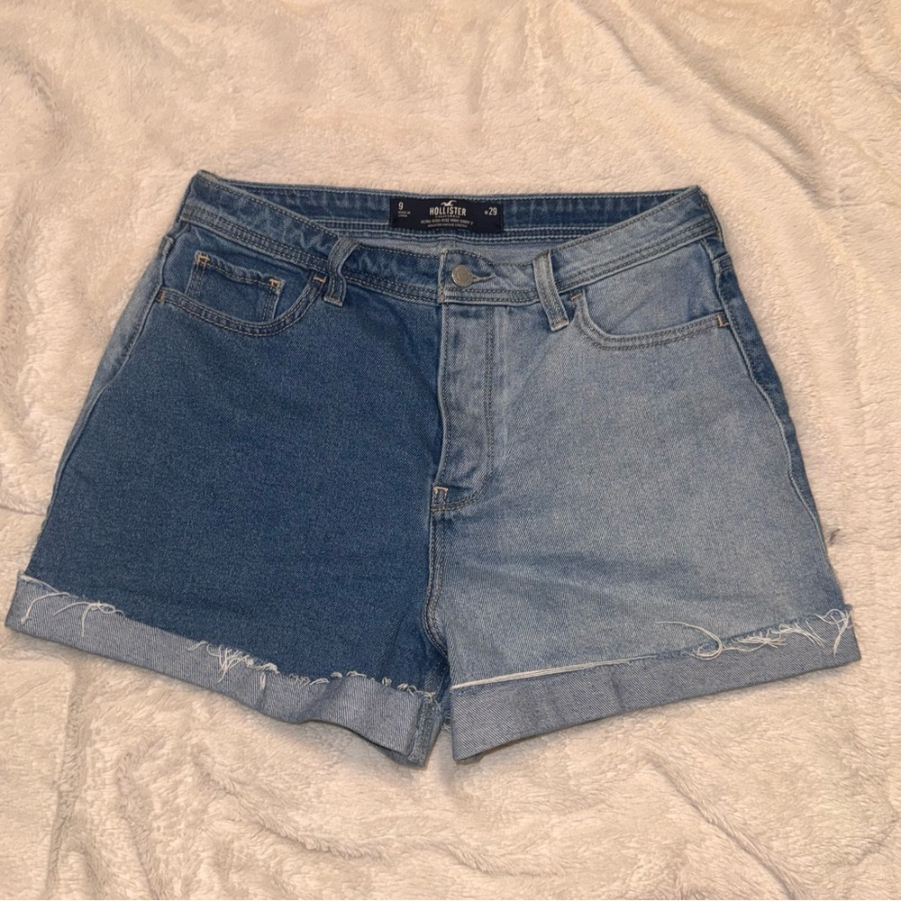 Hollister Blue Jean Shorts Two-Tone High-Waisted